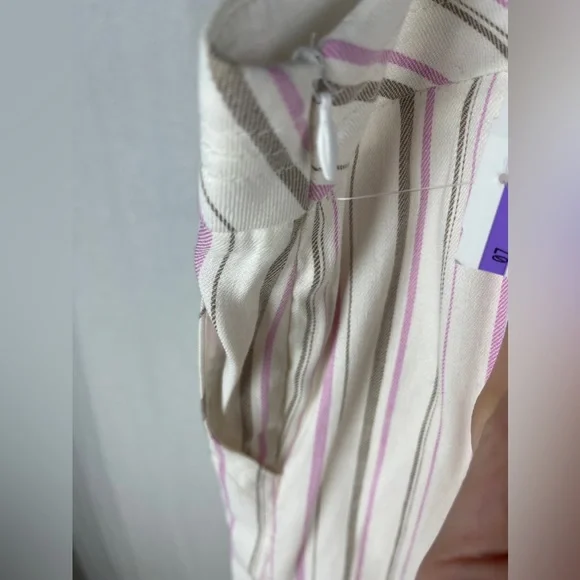 Trina Turk White Monument Pink and Brown Striped Pants Size 14 NWT - Picture 10 of 13